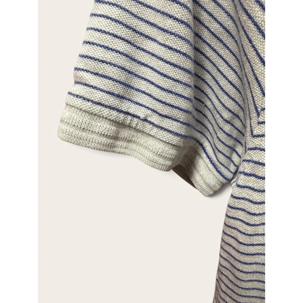 Levis Mens Gray Blue Striped Short Sleeve Cotton Pique Polo Shirt Size M